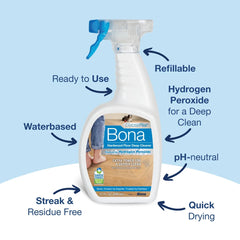 Bona Unscented Hardwood Floor Deep Cleaner Spray - 32 fl oz: Ammonia-Free, Paraben-Free, Phosphate-Free, Phthalate-Free