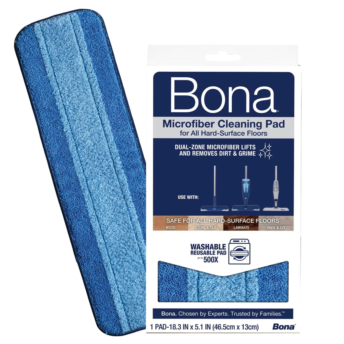 Bona Cleaning Products Multi Surface Microfiber Cleaning & Mopping Pad Reusable Mop Refills