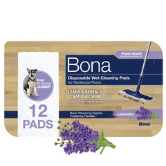 Bona Lavender Cleaning Products Mop Refill Wood Surface Wet Mopping Cloths - 12ct: Ammonia-Free, Paraben-Free, Sodium Lauryl Sulfate-Free