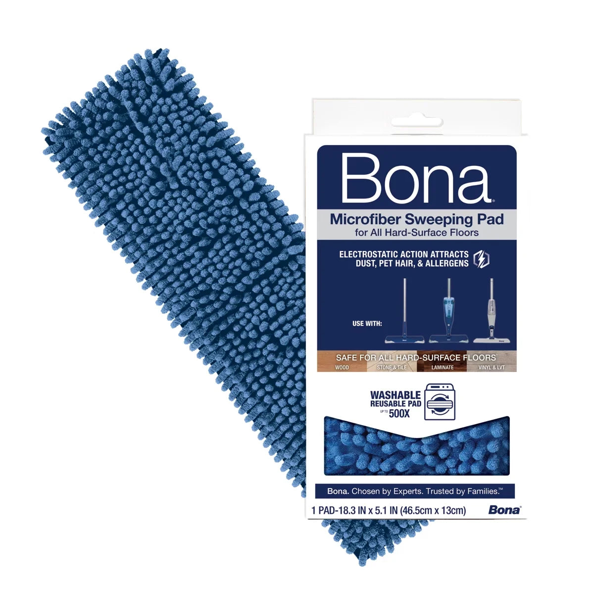 Bona Pet System Microfiber Sweeping Pad: Non-Abrasive, Reusable, For Laminate and Wood Surfaces