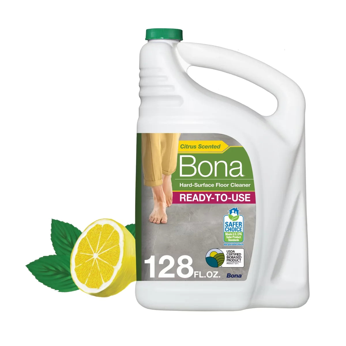Bona Lemon Mint Cleaning Products Multi-Surface Cleaner Spray + Mop All Purpose Floor Cleaner